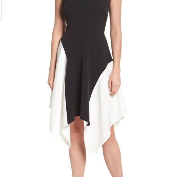 Maggy London Black a d white Midi Dress NWT size 10 - Picture 12 of 13